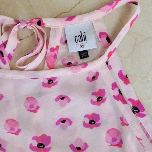 Cabi Poppy Floral Pink Halter Neck Tank Top Blouse Womens XS - Picture 6 of 6